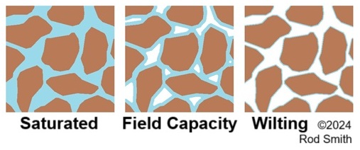 Soil particles, Water and Air
